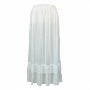 Vassarette Feminine White Lace Trim Maxi Half Slip Ruffle Hem XL Vintage Style